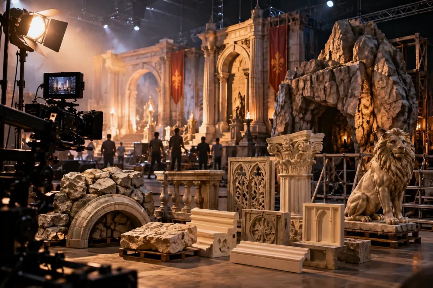 Set structures and architectural detail built for a film production